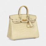 Hermès Birkin 25 Vanille Matte Alligator Brushed Gold Hardware