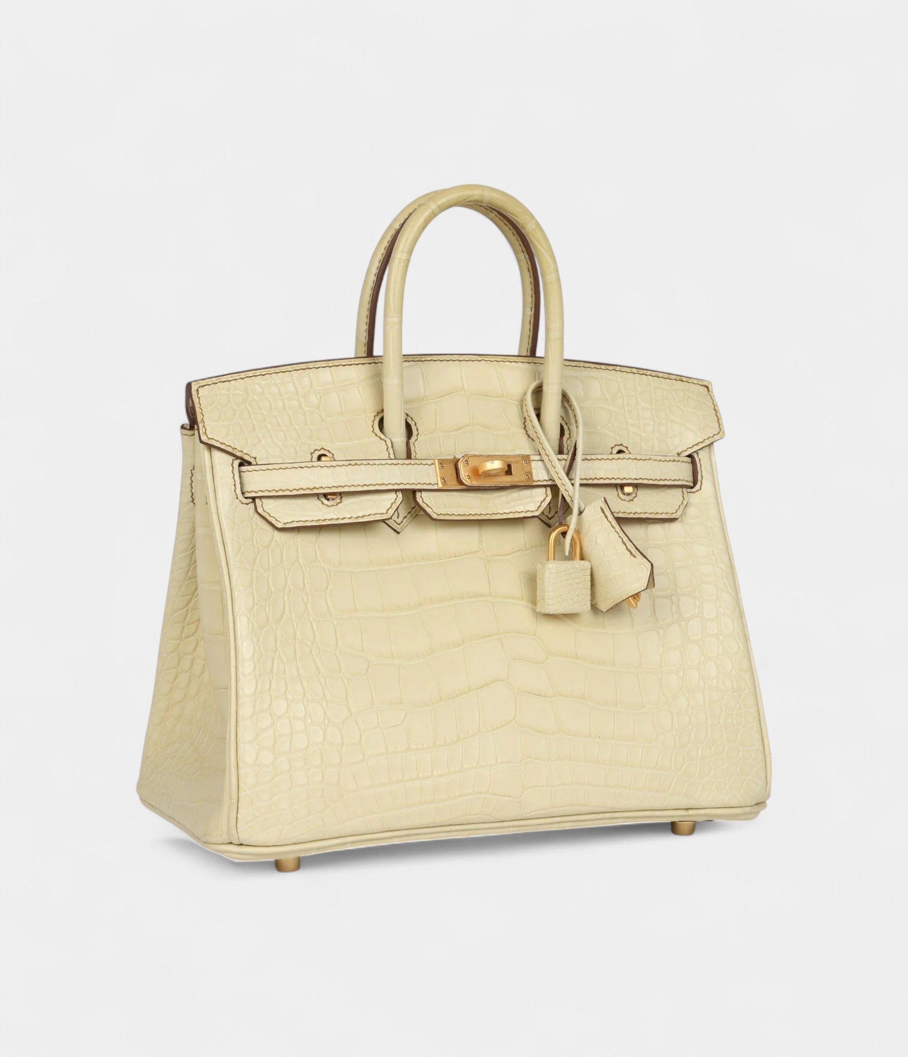 Hermès Birkin 25 Vanille Matte Alligator Brushed Gold Hardware