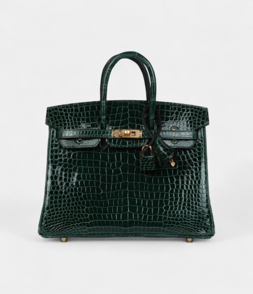 Hermès Birkin 25 Vert Fonce Shiny Porous Crocodile Gold Hardware