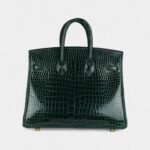Hermès Birkin 25 Vert Fonce Shiny Porous Crocodile Gold Hardware