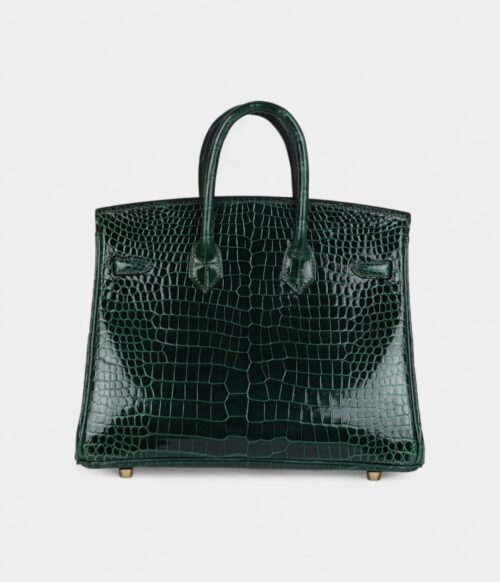 Hermès Birkin 25 Vert Fonce Shiny Porous Crocodile Gold Hardware