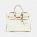 Hermès Birkin 25 White and Trench Togo Brushed Gold Hardware
