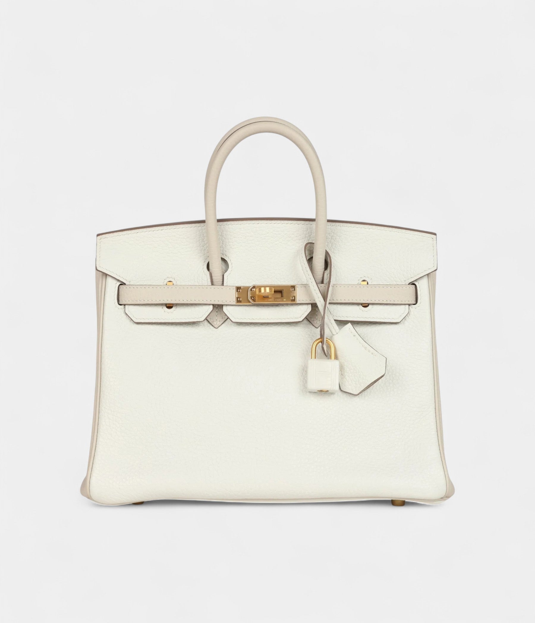 Hermès Birkin 25 White and Trench Togo Brushed Gold Hardware