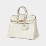 Hermès Birkin 25 White and Trench Togo Brushed Gold Hardware