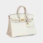 Hermès Birkin 25 White and Trench Togo Brushed Gold Hardware