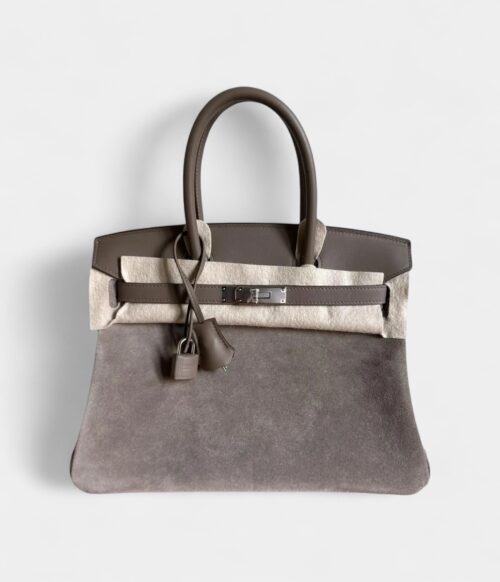 Hermès Birkin 30 Grey Suede Handbag Understated Luxury in a Rare Texture