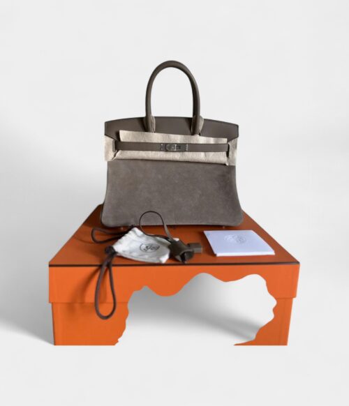 Hermès Birkin 30 Grey Suede Handbag Understated Luxury in a Rare Texture
