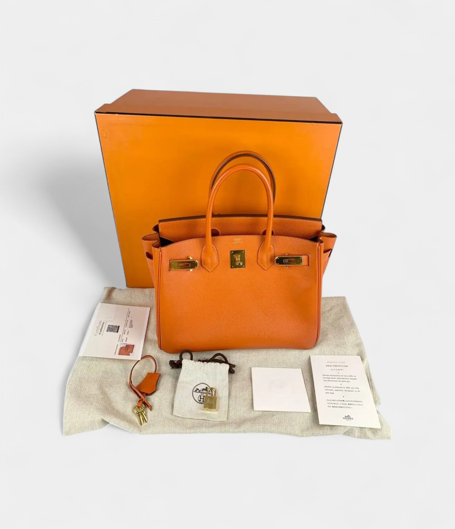 Hermès Birkin 30 Orange Leather Handbag A Bold Classic in Signature Color