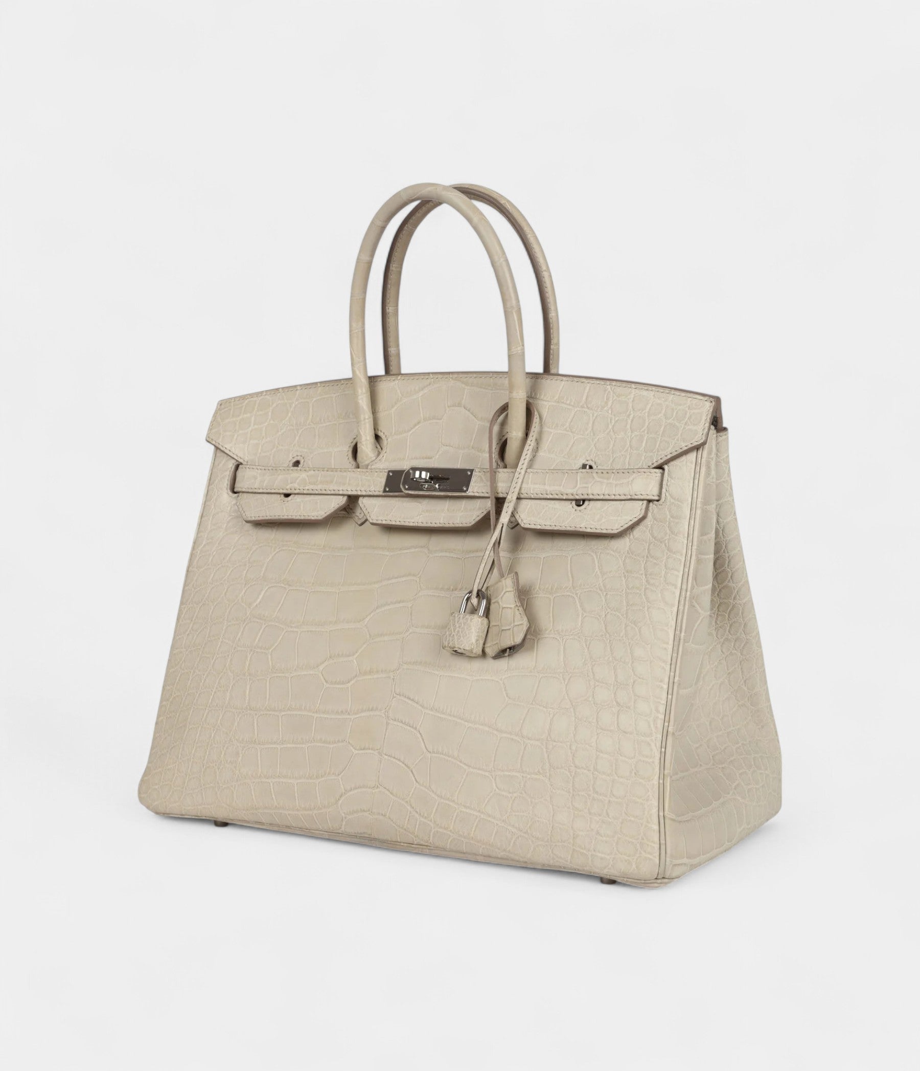 Hermès Birkin 35 Beton Matte Alligator Palladium Light Brown Hardware