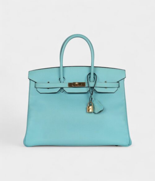 Hermès Birkin 35 Bleu Atoll Epsom Gold Hardware