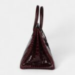 Hermès Birkin 35 Bordeaux Shiny Porosus Crocodile Palladium Hardware