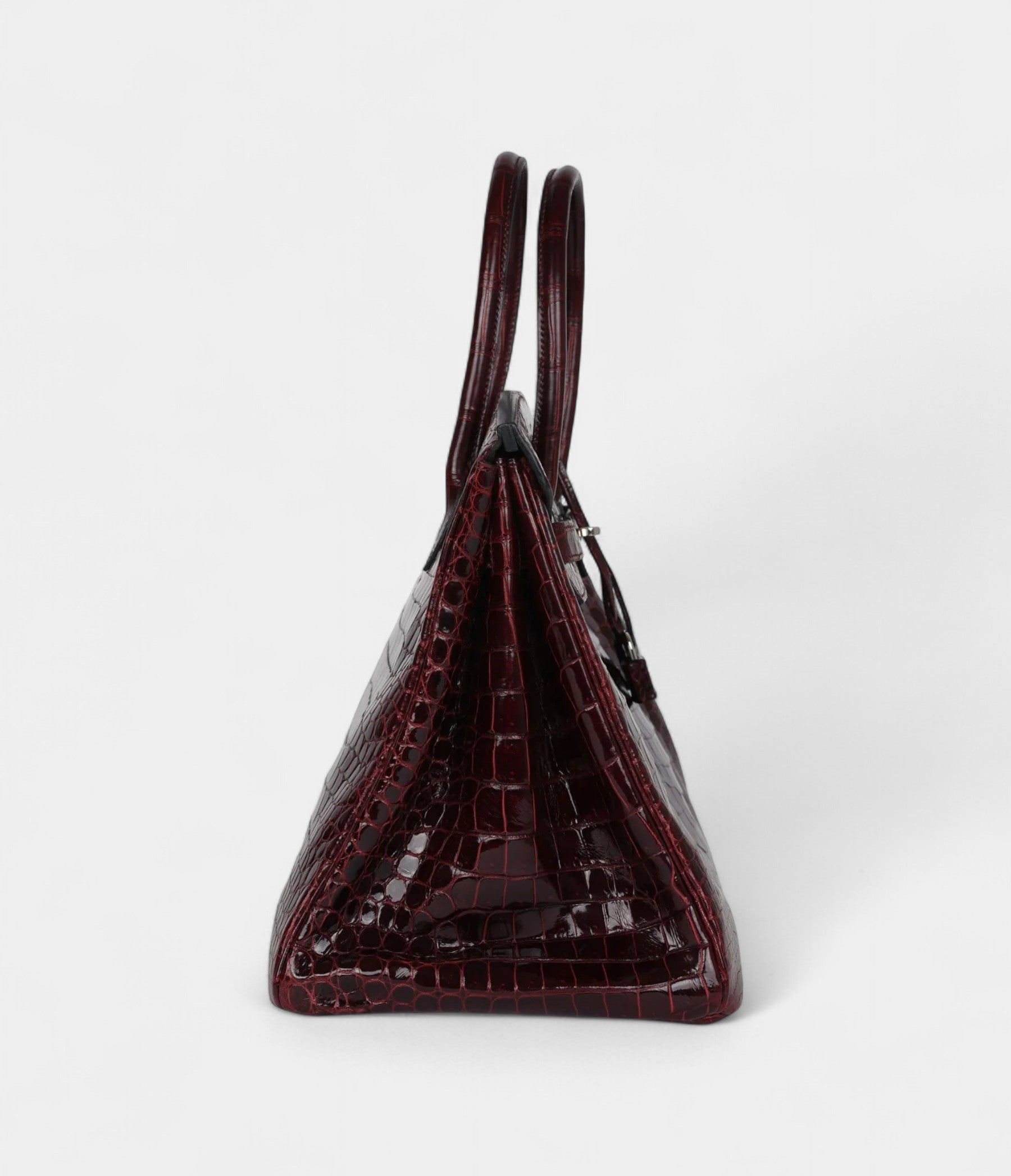 Hermès Birkin 35 Bordeaux Shiny Porosus Crocodile Palladium Hardware