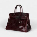 Hermès Birkin 35 Bordeaux Shiny Porosus Crocodile Palladium Hardware