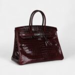 Hermès Birkin 35 Bordeaux Shiny Porosus Crocodile Palladium Hardware