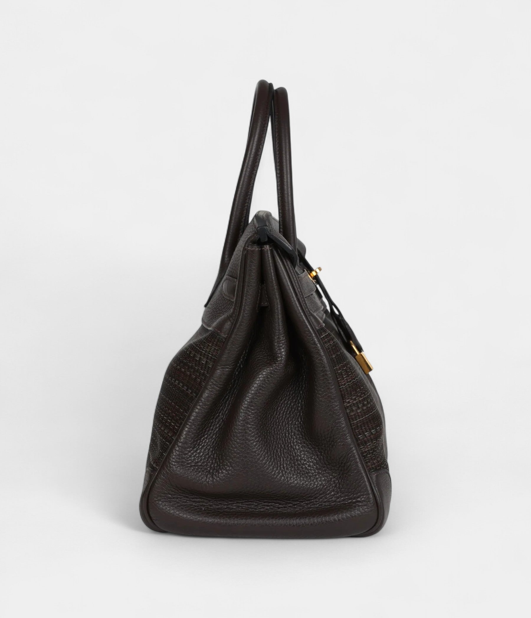 Hermès Birkin 35 Chocolate Clemence and Crinoline Gold Hardware