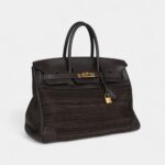 Hermès Birkin 35 Chocolate Clemence and Crinoline Gold Hardware
