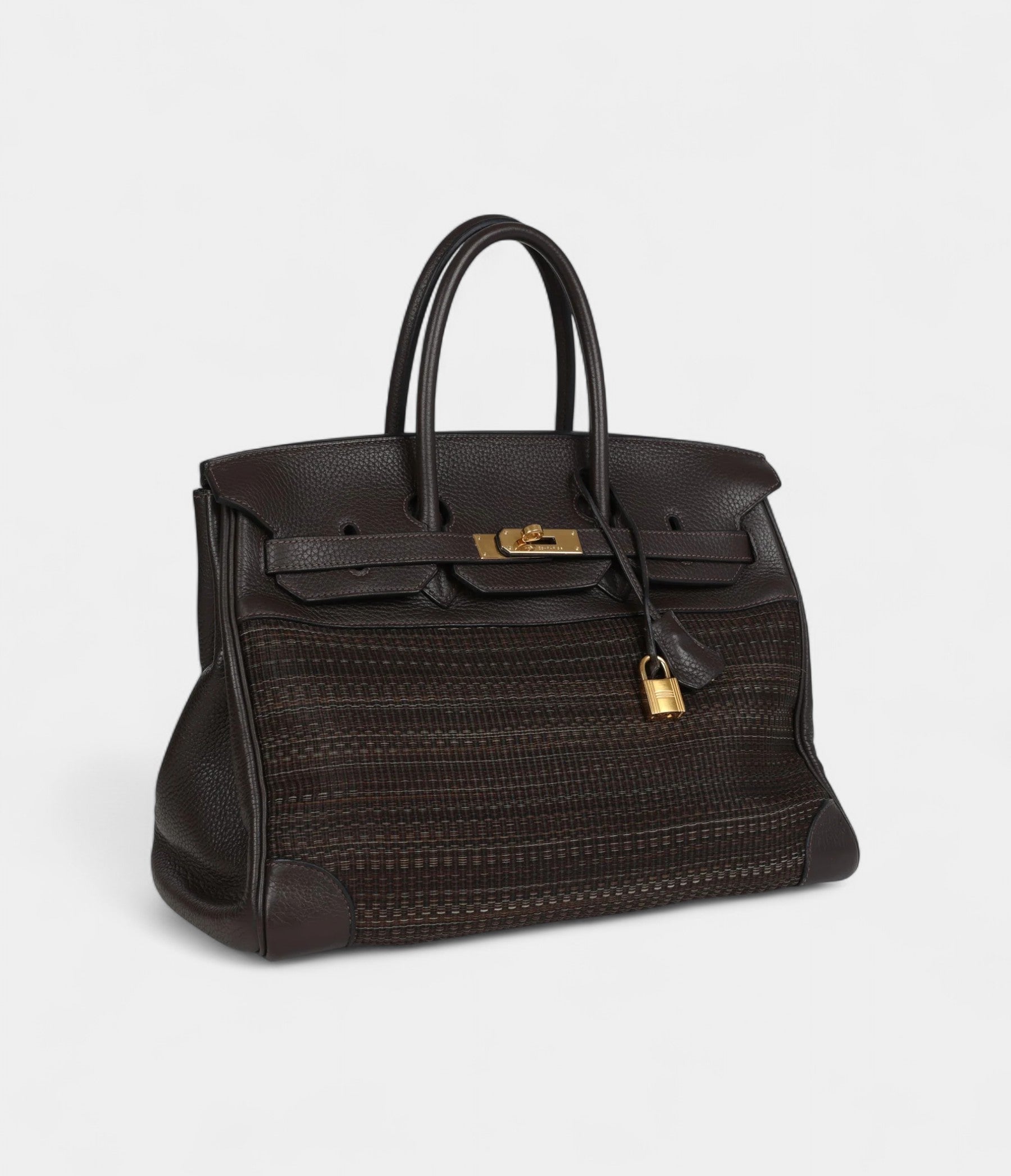 Hermès Birkin 35 Chocolate Clemence and Crinoline Gold Hardware