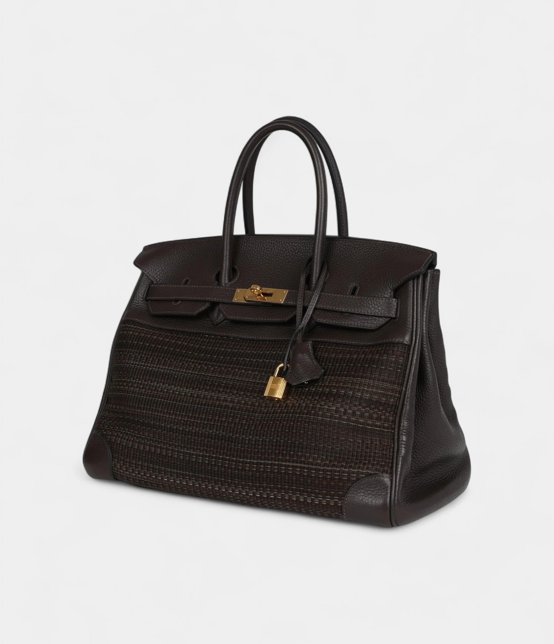 Hermès Birkin 35 Chocolate Clemence and Crinoline Gold Hardware