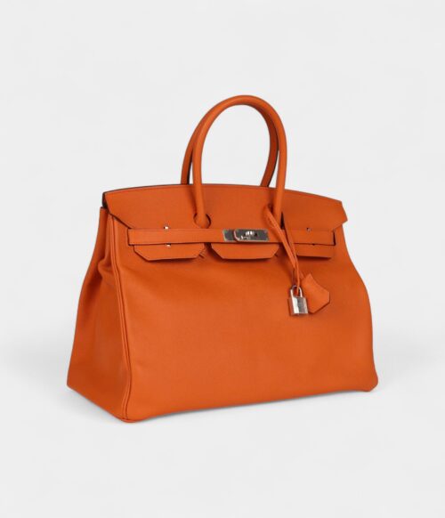 Hermès Birkin 35 Orange Leather Epsom Palladium Hardware