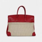 Hermès Birkin 35 Rouge Vif Buffalo and Crinoline Gold Hardware