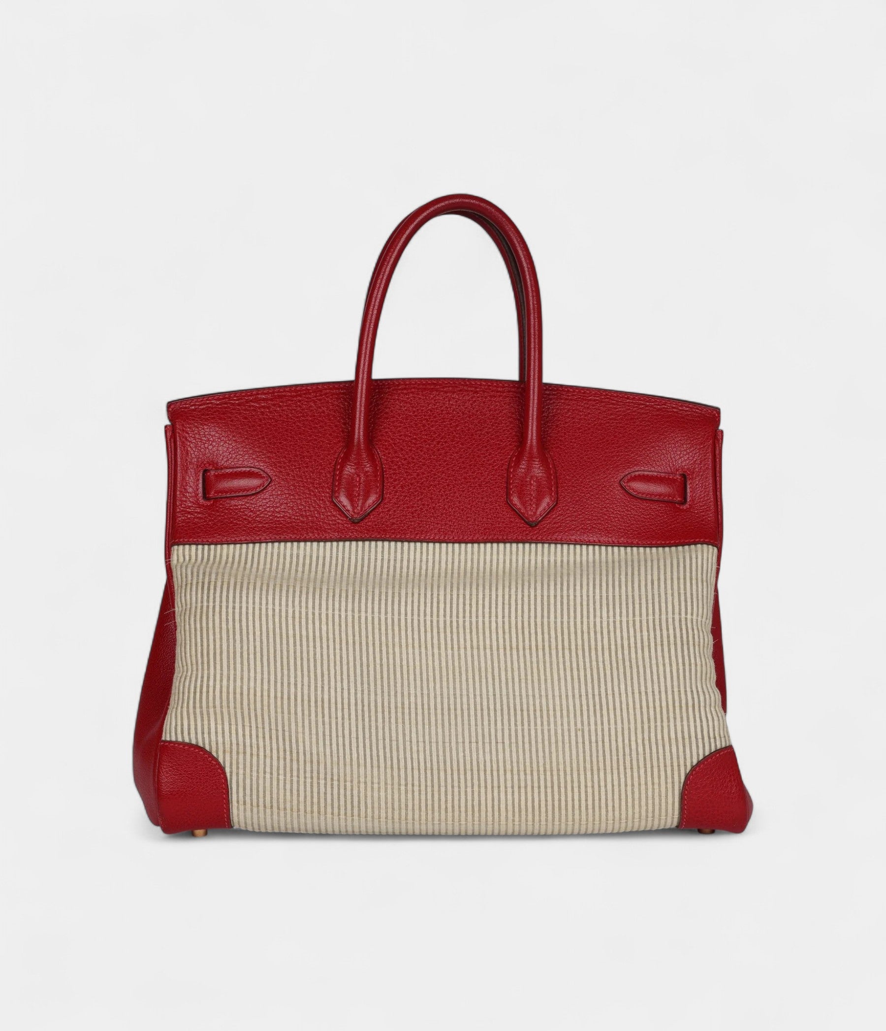 Hermès Birkin 35 Rouge Vif Buffalo and Crinoline Gold Hardware