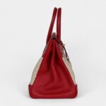 Hermès Birkin 35 Rouge Vif Buffalo and Crinoline Gold Hardware