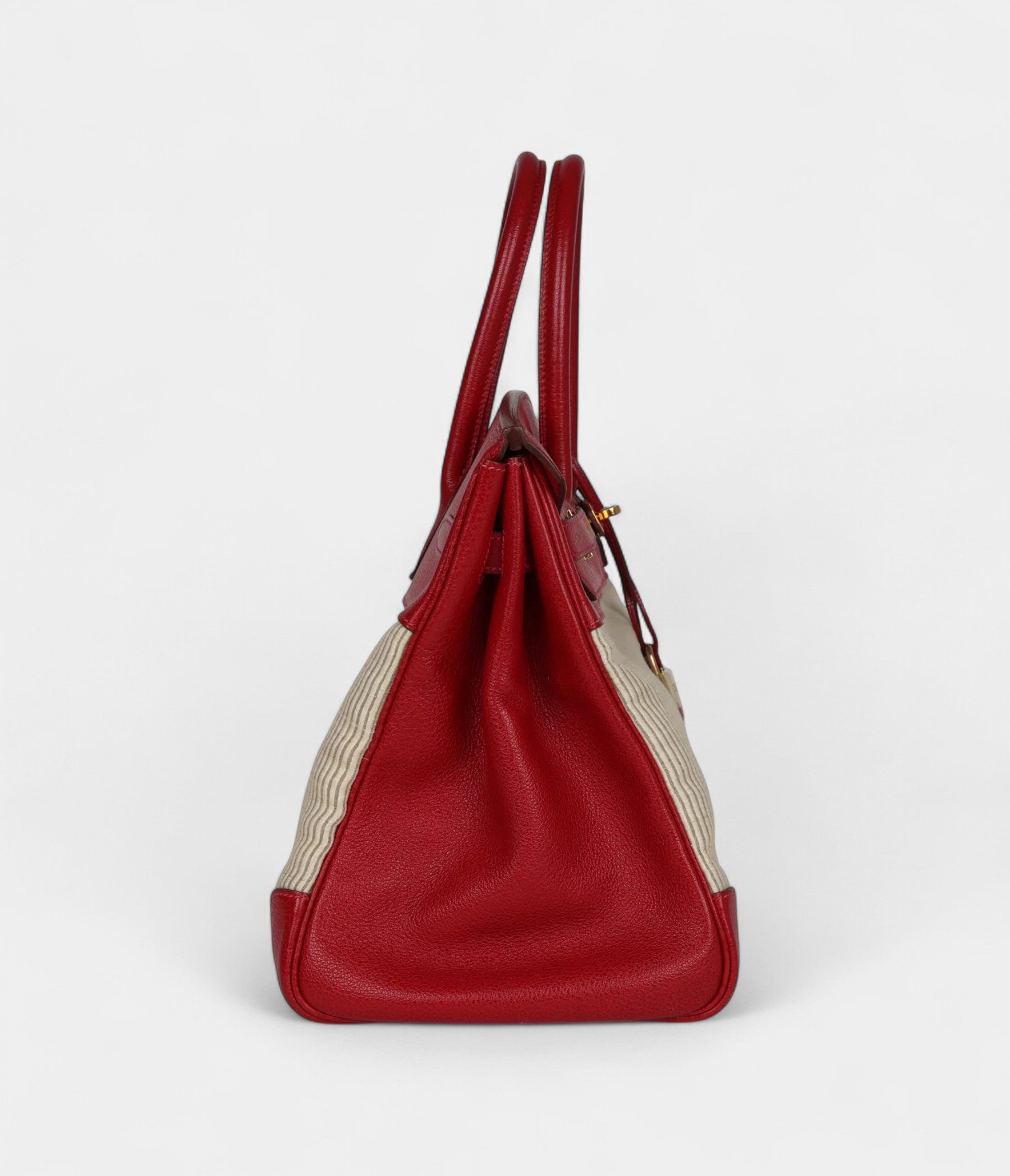 Hermès Birkin 35 Rouge Vif Buffalo and Crinoline Gold Hardware