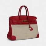 Hermès Birkin 35 Rouge Vif Buffalo and Crinoline Gold Hardware