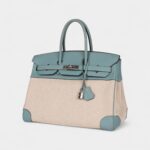 Hermès Birkin 35 Toile H and Ciel Clemence Palladium Hardware