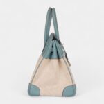 Hermès Birkin 35 Toile H and Ciel Clemence Palladium Hardware