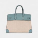 Hermès Birkin 35 Toile H and Ciel Clemence Palladium Hardware