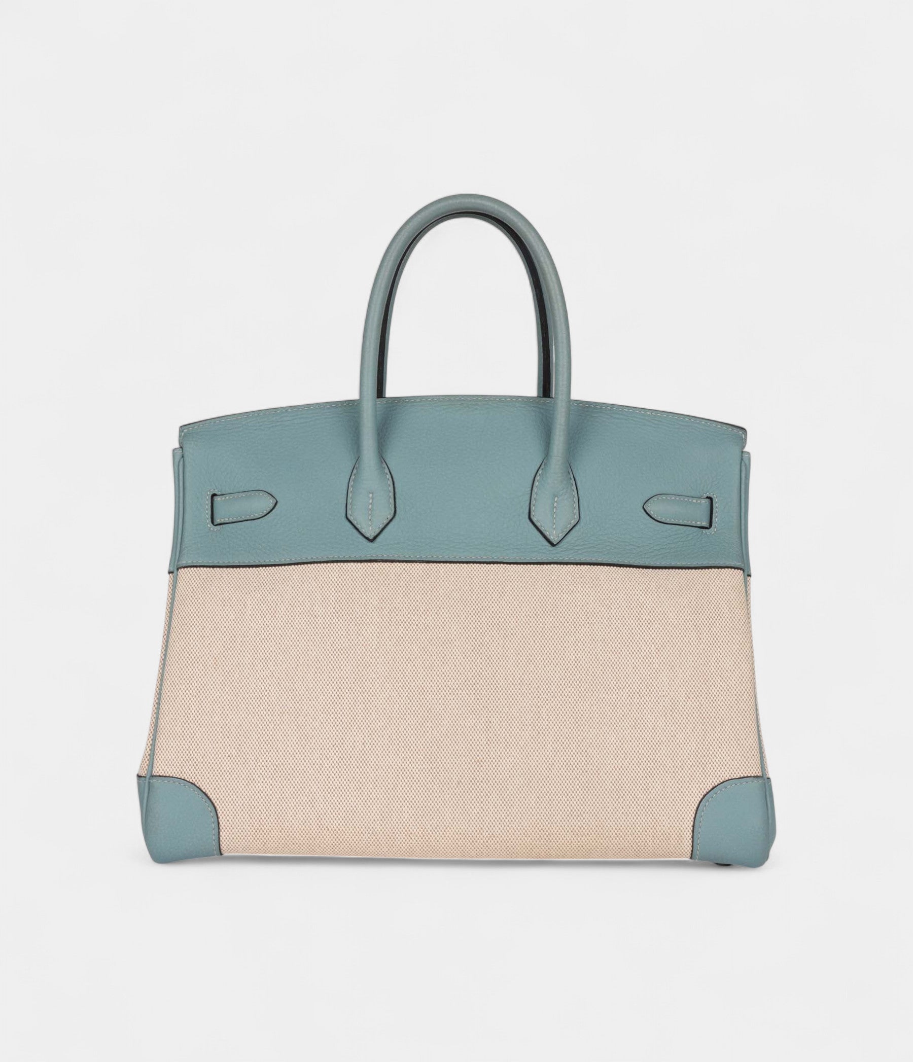 Hermès Birkin 35 Toile H and Ciel Clemence Palladium Hardware
