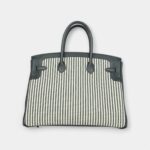 Hermès Birkin 35 Toile Riga and Vert Anglais Swift Palladium Hardware