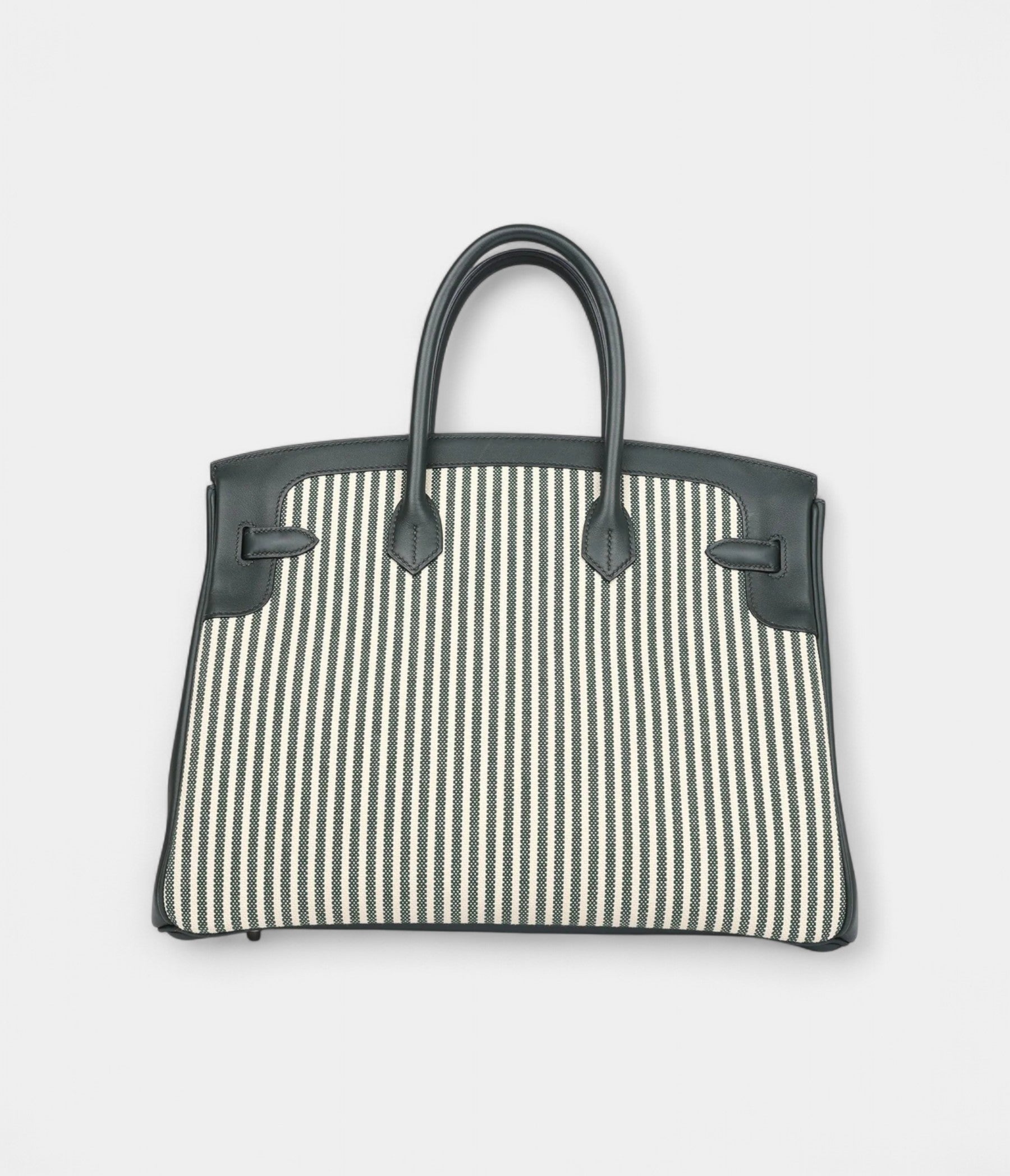 Hermès Birkin 35 Toile Riga and Vert Anglais Swift Palladium Hardware