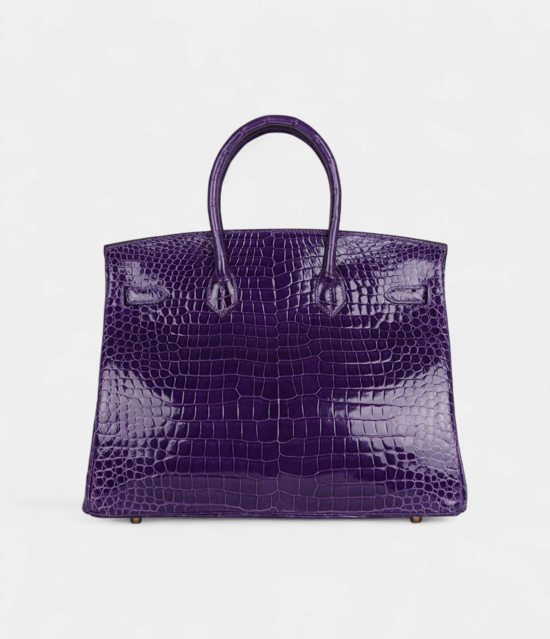 Hermès Birkin 35 Ultraviolet Shiny Porosus Crocodile Gold Hardware