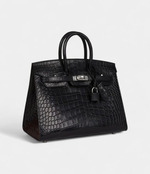 Hermès Birkin Sellier 25 Black Matte Alligator Palladium Hardware