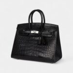 Hermès Birkin Sellier 25 Black Matte Alligator Palladium Hardware
