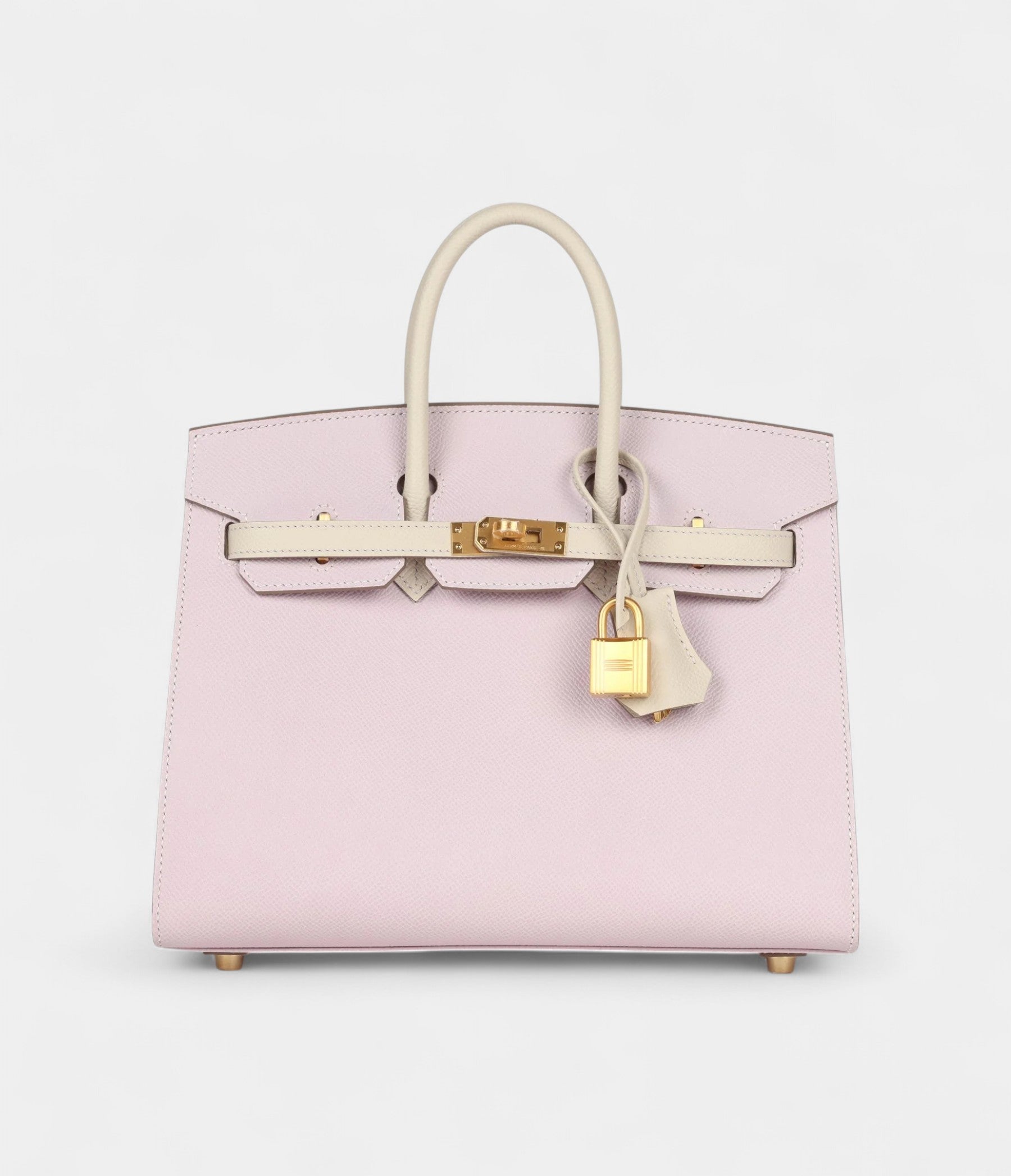 Hermès Birkin Sellier 25 Mauve Pale and Craie Epsom Brushed Gold Hardware