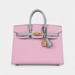 Hermès Birkin Sellier 25 Mauve Sylvestre and Bleu Glacier Epsom Brushed Gold Hardware