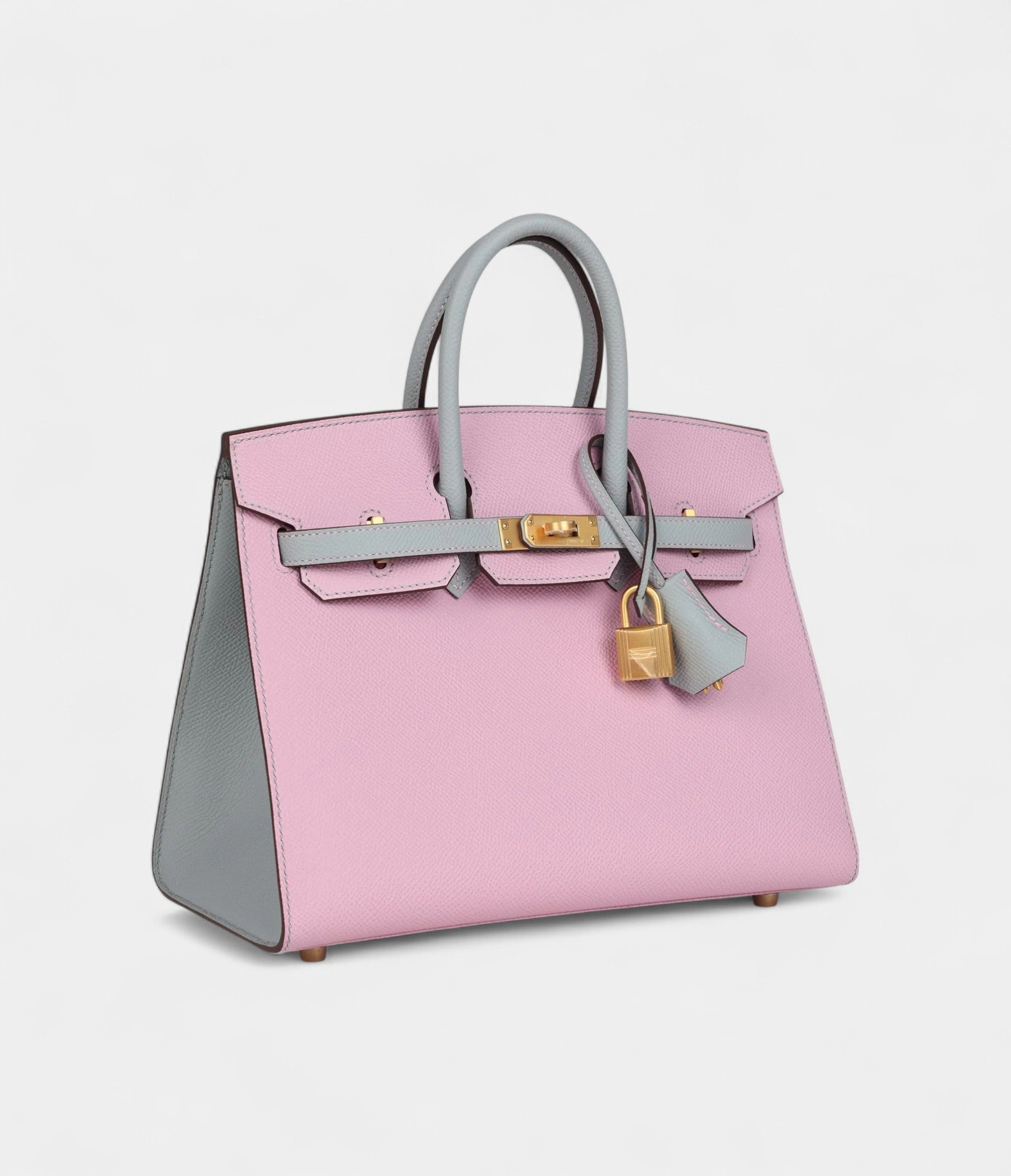 Hermès Birkin Sellier 25 Mauve Sylvestre and Bleu Glacier Epsom Brushed Gold Hardware