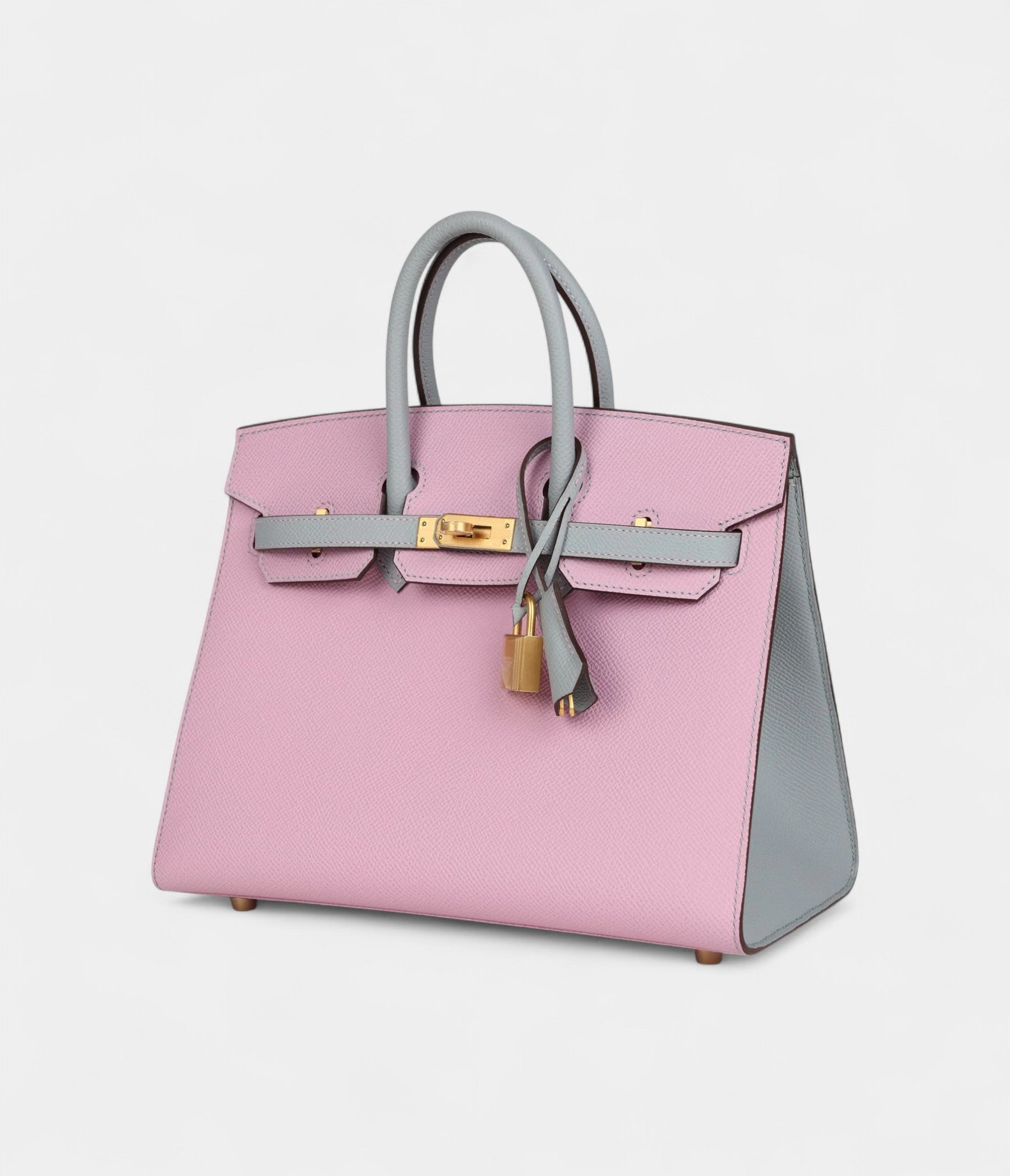 Hermès Birkin Sellier 25 Mauve Sylvestre and Bleu Glacier Epsom Brushed Gold Hardware