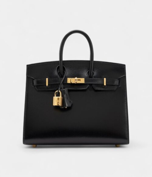 Hermès Black Box Calf Sellier Birkin 25 Gold Hardware