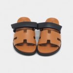 Hermes Black/Brown Leather Chypre Sandals 44 EU