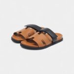 Hermes Black/Brown Leather Chypre Sandals 44 EU