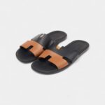 Hermes Black/Brown Leather Izmir Sandals 42 EU