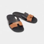 Hermes Black/Brown Leather Izmir Sandals 42 EU