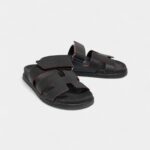 Hermes Black Leather Chypre Sandals 37 EU