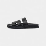 Hermès Black Leather Chypre Sandals 41 EU