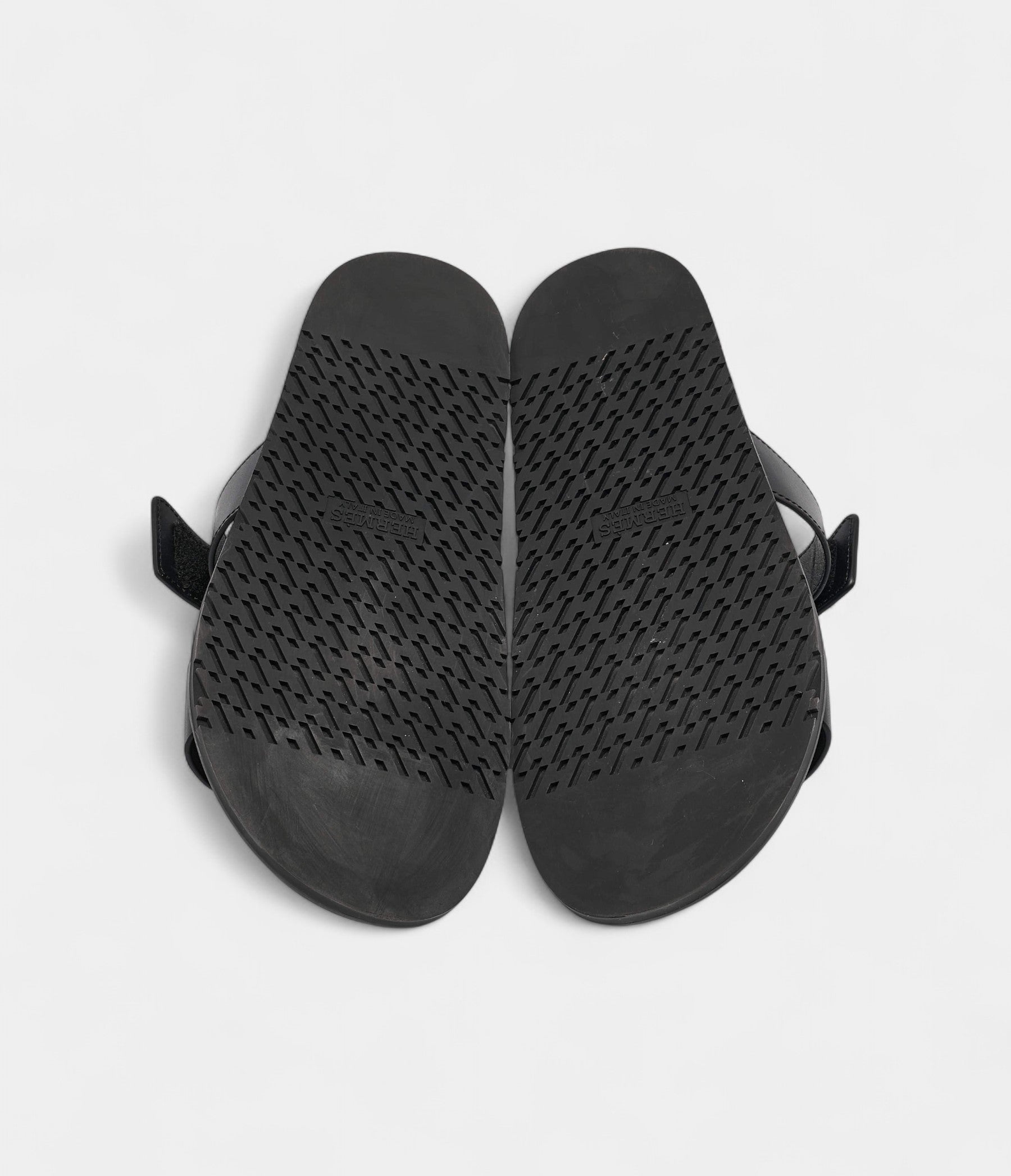 Hermès Black Leather Chypre Sandals 41 EU