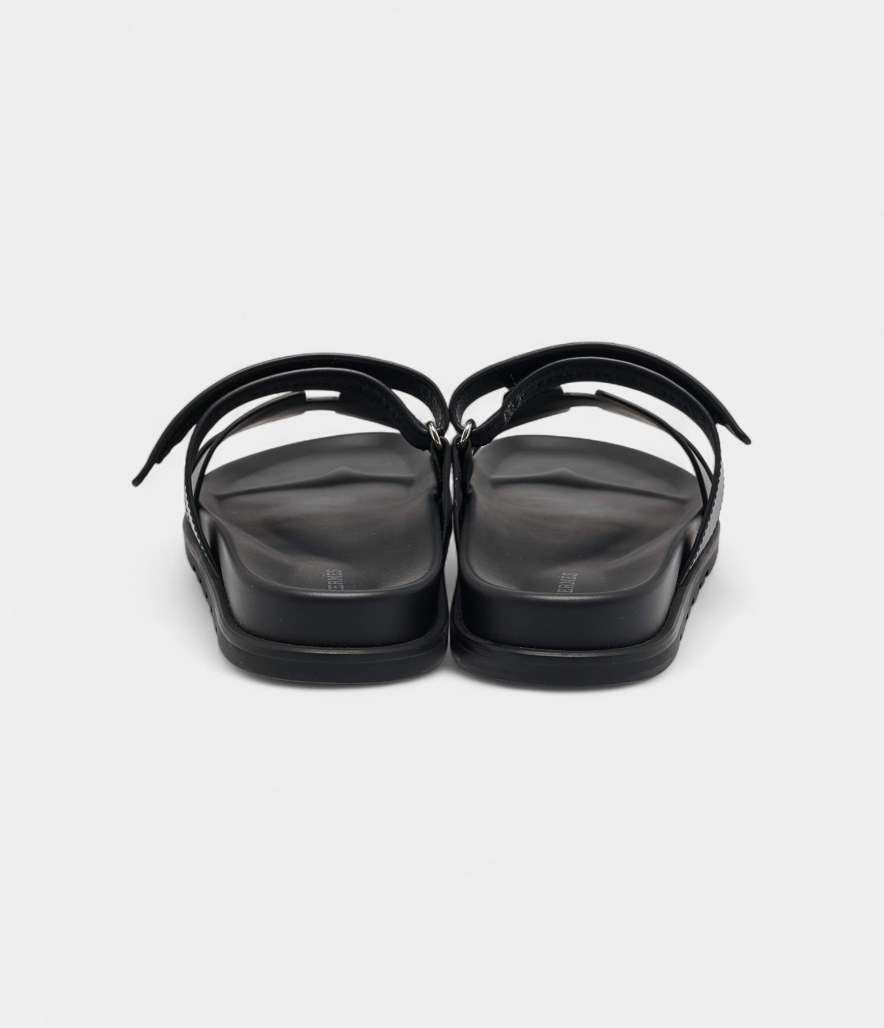 Hermès Black Leather Chypre Sandals 41 EU